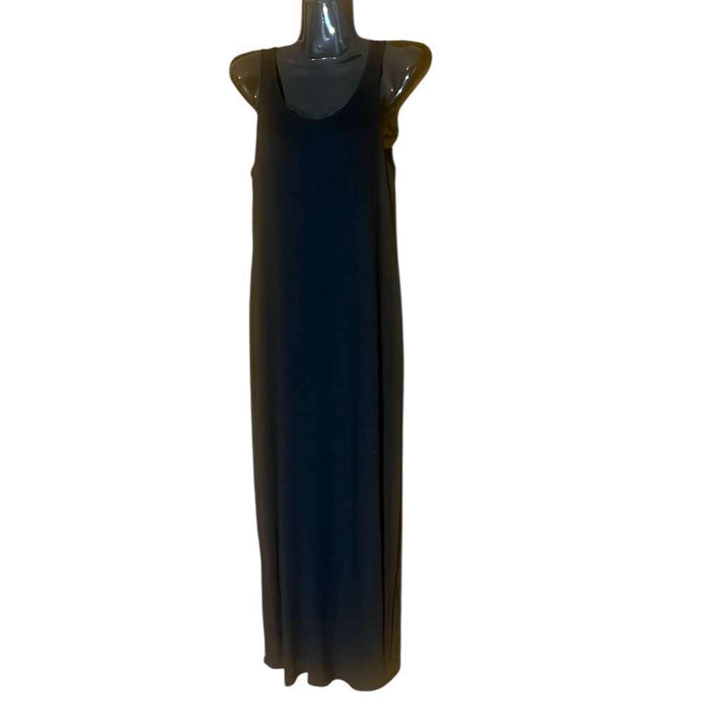 Eileen Fisher Black Basics Maxi Dress RN# 78121 Minimalist Sz XS Viscose Blend
